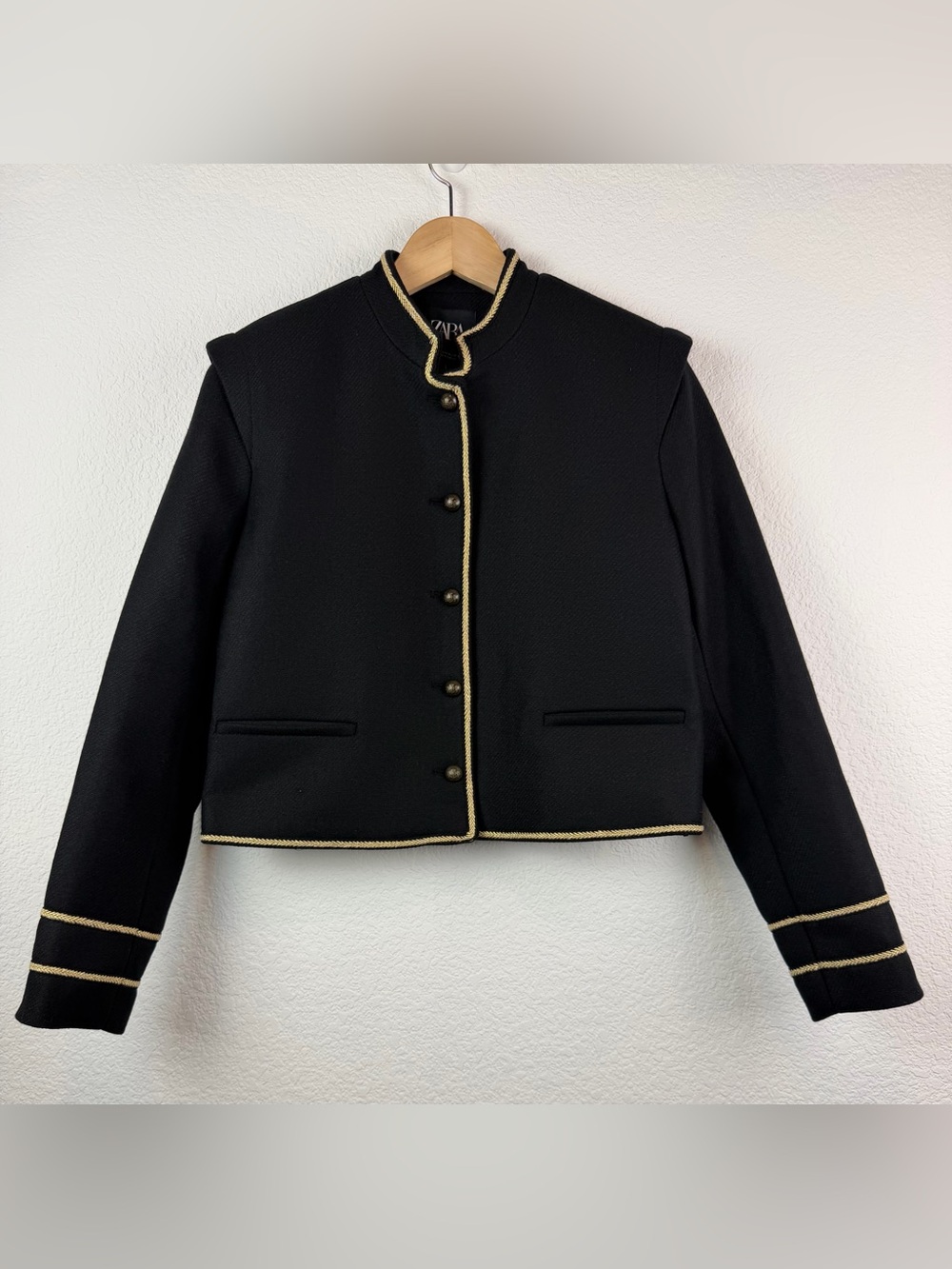 Zara Wool Blend Cropped Military Style Jacket